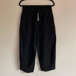 Black ankle elastic waist cotton/linen pants
